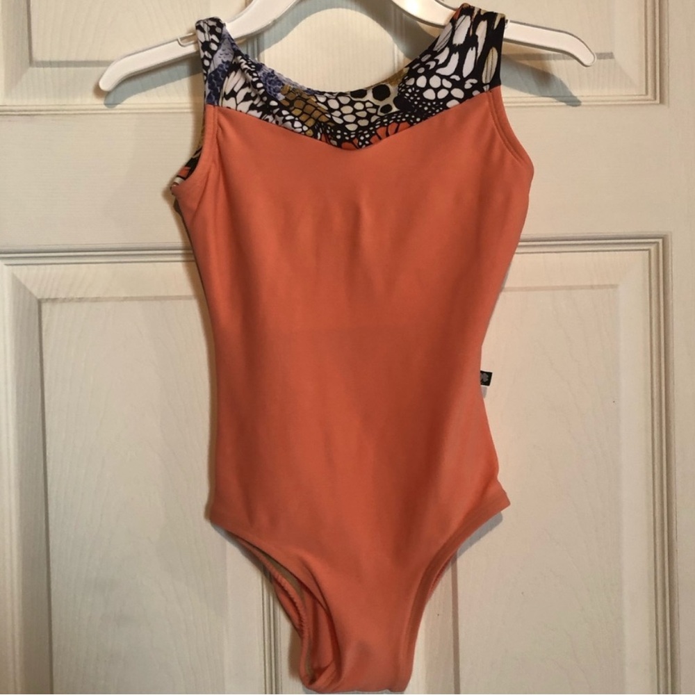 Orange Custom Luckyleo Leotard Patterned Neckline… - image 1